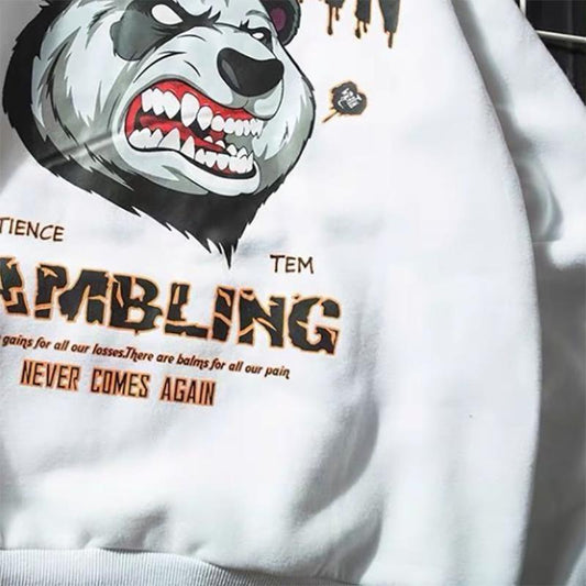 Autumn National Tide Panda Print Hooded Sweater Men's Pullover Student Street Trend Hip Hop Loose Large Size Jacket