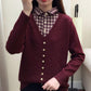 Autumn/Winter Korean Patchwork Pullover Loose Lapel Sweater Female Fake Two Piece Pullover Knitted Sweater Top