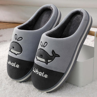 Autumn and Winter Cotton Slippers Men's and Women's Slippers Indoor Warmth Flat-bottomed Cotton Shoes with Bear Pattern