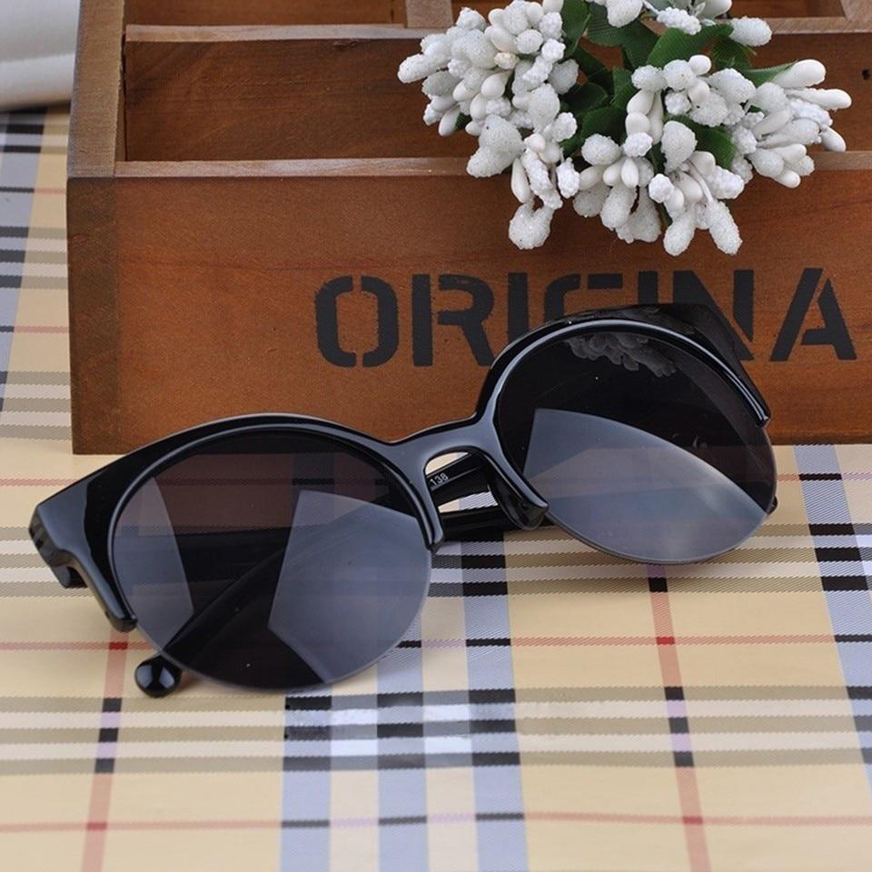 High Quality Sunglasses Women Fashion Retro Designer Super Round Circle Glasses Cat Eye Semi-Rimless