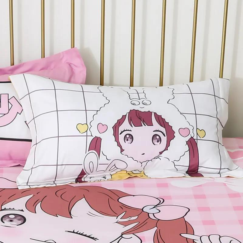 Pillow Cover Large Single Simple Cartoon Student Dormitory Pillow Core Cover A Set 48*74cm