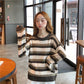 Spring and Autumn Loose Sweater Round Neck Striped Pattern Jacket Fashion Casual Young Women's Top