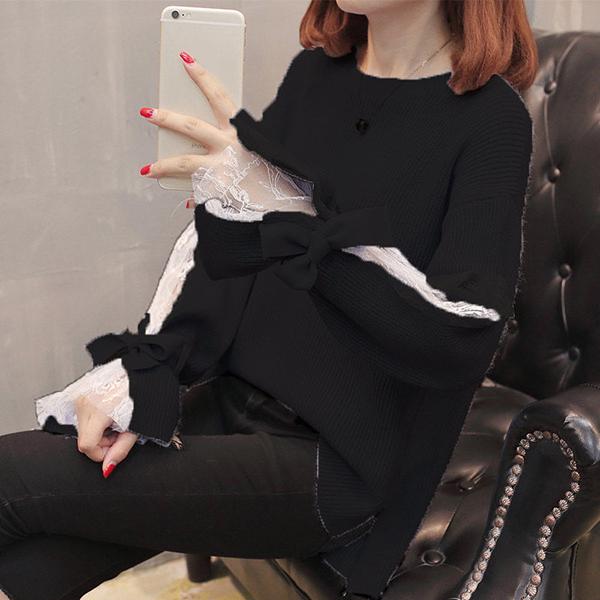 Winter Women's Sweater Korean Style Hedging Loose Lace Ins Super Popular Sweater Jacket