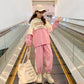 Girls Suit Spring and Autumn Korean Version Sports and Leisure Two-piece Set Letter Printing Pullover Long-sleeved Loose Color Matching Two-piece Set