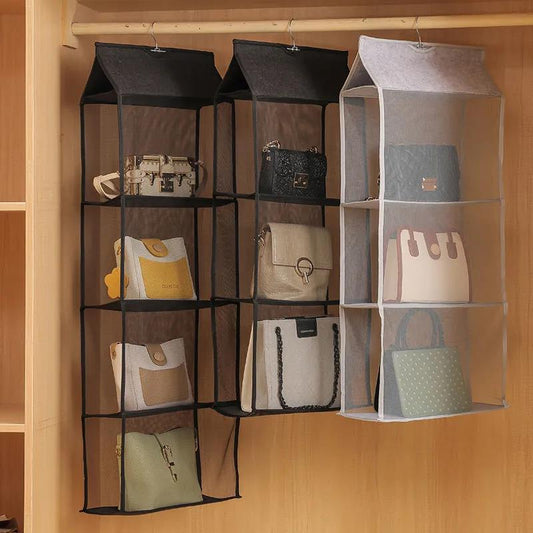 1PC Bag Storage Hanging Bag Home Wardrobe Hanging Fabric Bag Dustproof Storage Rack Dormitory Storage Artifact 2/3/4 Pockets Wall Hanging Bag