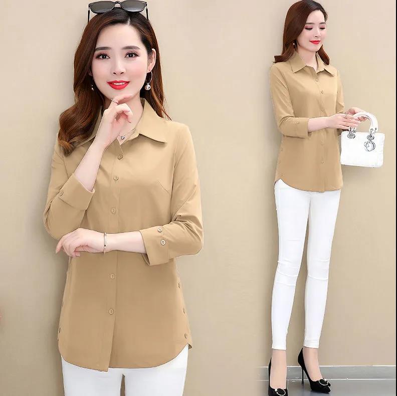 Women Button Shirts Casual Slim T-shirt Spring Long Sleeve Shirts Boutique Bottoming Shirts