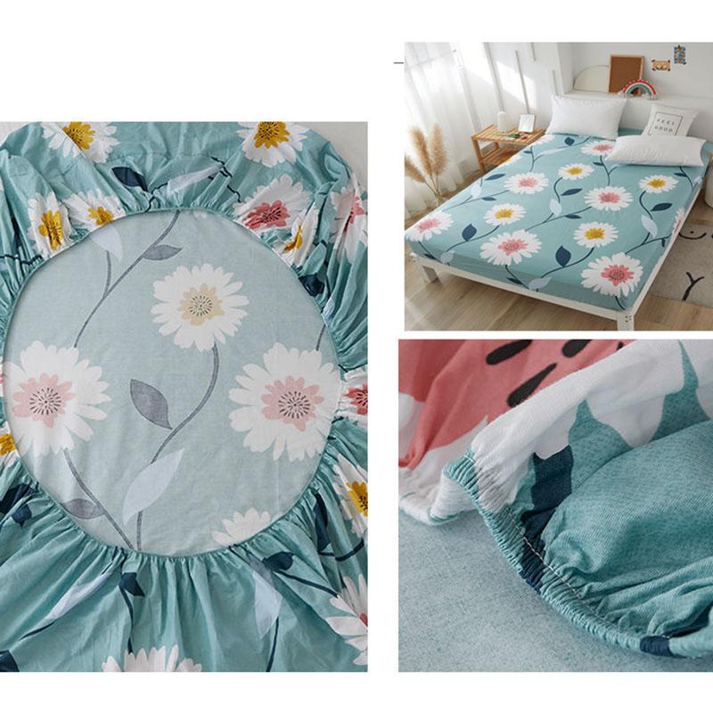 Skin-friendly Cotton Bed Cover Non-slip Fixed Mattress Cover Dust Protection Cover Bedding Cotton Bed Sheet Single Piece