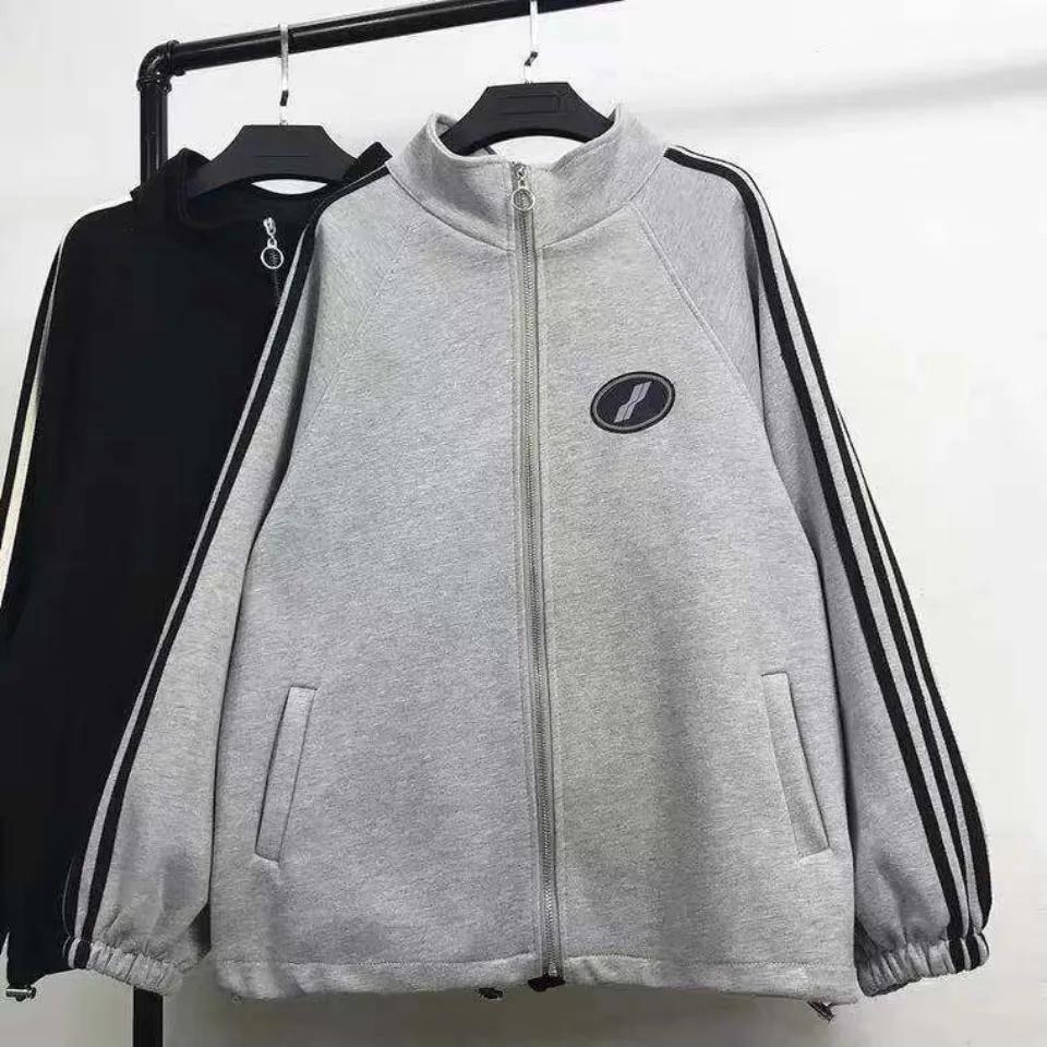 Women's Spring and Autumn Jacket Sports Sweater Couple Student Jacket Baseball Uniform Stand Collar Loose Casual Jacket for Girls