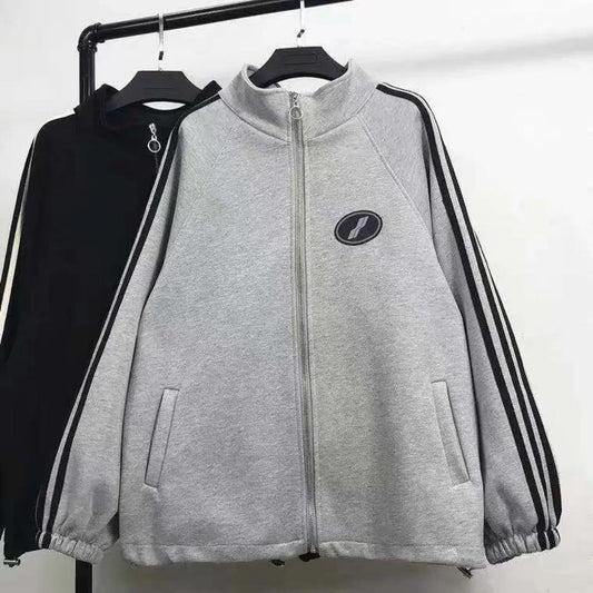 Women's Spring and Autumn Jacket Sports Sweater Couple Student Jacket Baseball Uniform Stand Collar Loose Casual Jacket for Girls