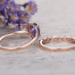Haute Bijouterie Vintage Oval Purple Zircon Ring Charms Rose Gold Double-layer Rings Set  Women Proposal Ring