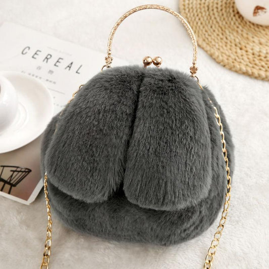 Plush Bag Female Messenger Student One-shoulder Cute All-match Chain Rabbit Handbag