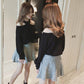 Off-shoulder Hanging Neck Solid Color Knit Sweater Pullover Casual Fall/winter Sweater Women's Long-sleeved Top with Careful Design