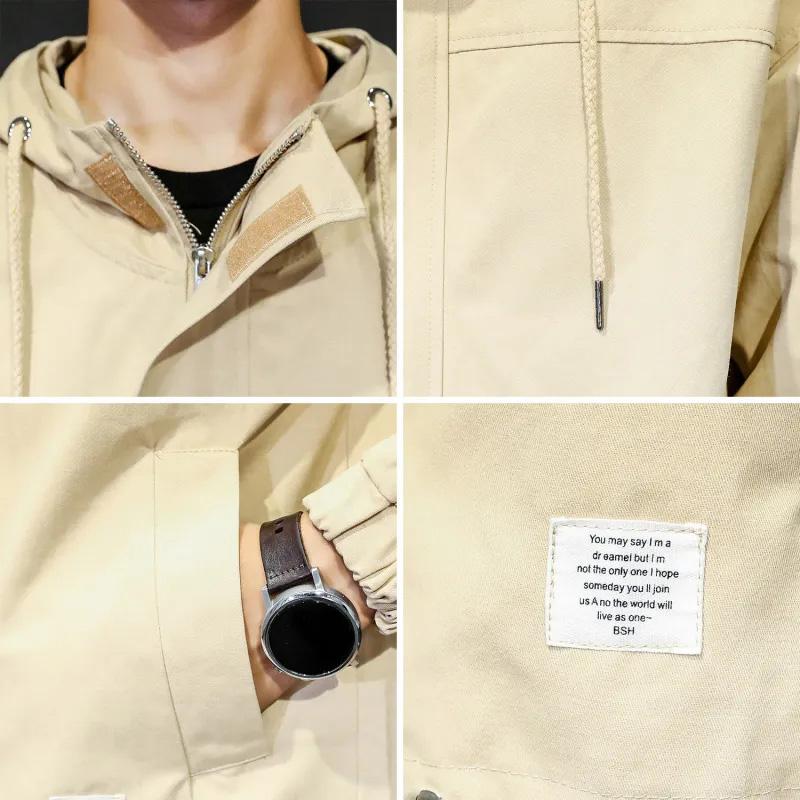 Spring and Autumn Jacket Men's Korean Version of The Trend Hooded Work Jacket Men's Loose Student All-match Top
