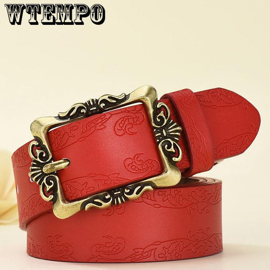 High Quality Luxury Women belt leather female waist strap top pin buckle belts waistband