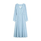 Small Lapel Chiffon Dress Female 2021 Spring and Autumn Waist Loose and Thin Solid Color Small Fresh Mid-length Dress