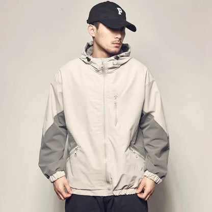 Spring and Autumn New Men's Working Jacket Color Hooded Underwear Loose Leisure Jacket