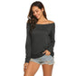 Ladies Long Sleeve T-Shirt Spring and Summer Off Shoulder Top Thin Loose Solid Color Shirt Woman Tshirts Fashion Tee Sexy Tops One Shoulder Sexy Tops