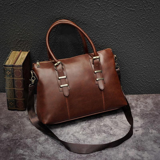 Business briefcase men brown large capacity retro anti-theft handbag shoulder bags computer bag