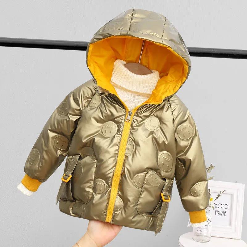 Girls' Down Jacket Shiny Face-free Winter Wear Thick Warm and Windproof Jacket