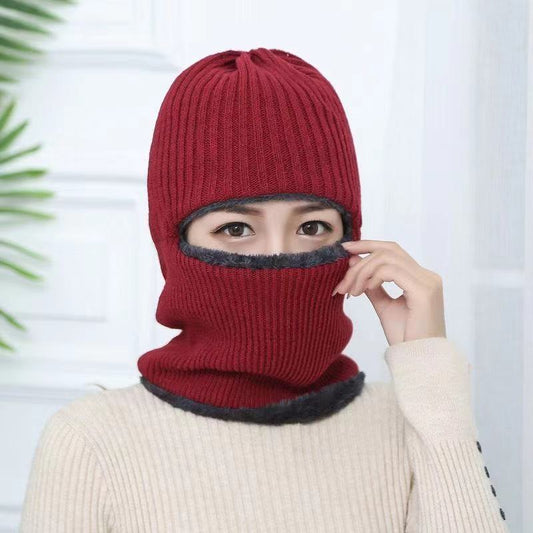 Plus Velvet Thick Cycling One-piece Hat Unisex Winter Hooded Hat Masked Northeast Wind and Cold Ear Protection