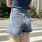 Denim Shorts Women's High Waist Summer Tide Ins Loose and Thin Wide-legged Hole A-line Pants