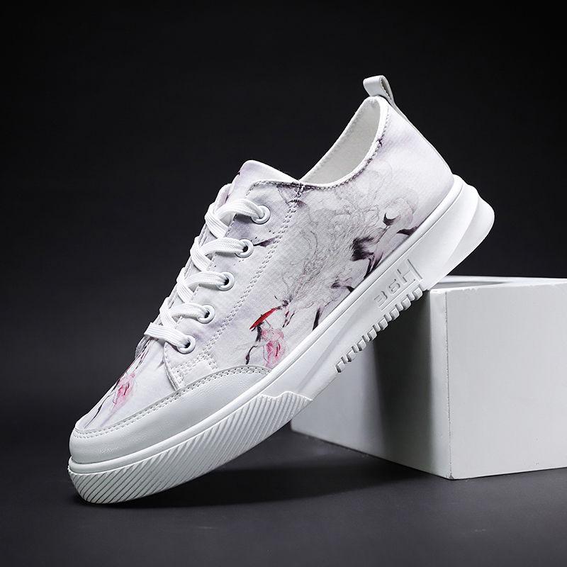 Chinese style canvas shoes for men Board shoes Men's trendy graffiti personality casual shoes
