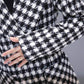 Black and White Plaid Woolen Coat Women's Mid-length Slim Temperament Coat Double-sided