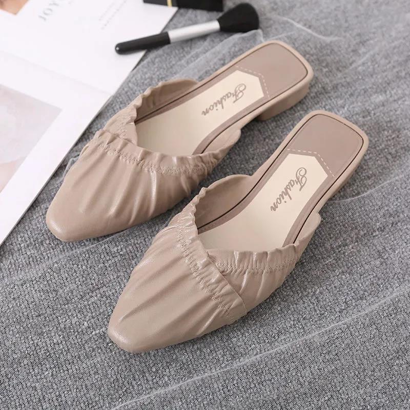 Summer Women's Slippers Flat Bottom Non-slip Outer Wear Slippers Pointed Toe Thick Heel Women's Shoes
