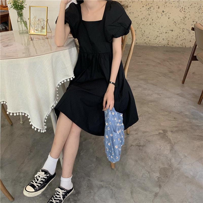 Women's Summer Dress Short Sleeve Puff Sleeve Knee-length Daily Wear Office Dating Party