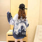 Middle Long Hooded Female Sweater Spring and Autumn Thin Section Korean Students Casual Loose Women's Shirt