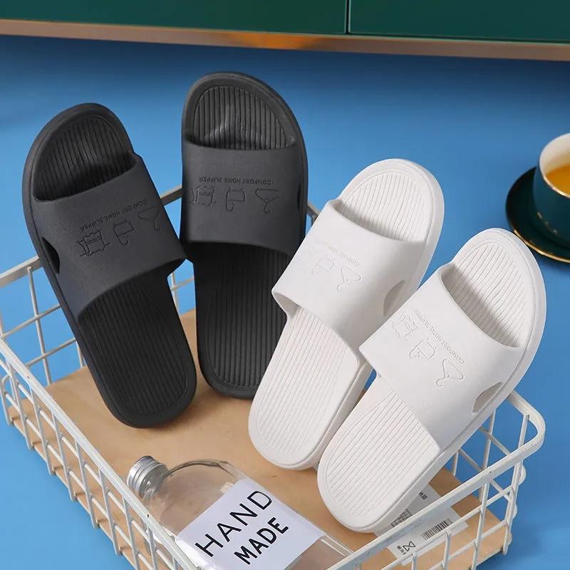 Unisex Large Size Solid Color Non-slip Home Bathroom Slippers Spring Summer Outdoor Casual Flat Slippers