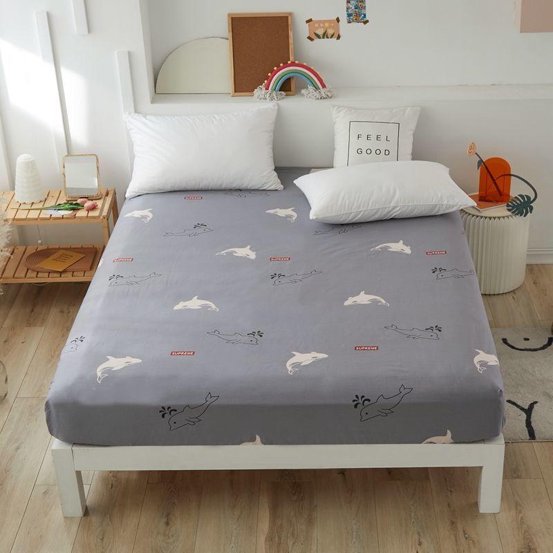 Skin-friendly Cotton Bed Cover Non-slip Fixed Mattress Cover Dust Protection Cover Bedding Cotton Bed Sheet Single Piece