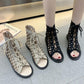 Bohemian Style Sandals Summer Cross Straps Hollowed Out Retro Vacation Roman Flat Sandals Women