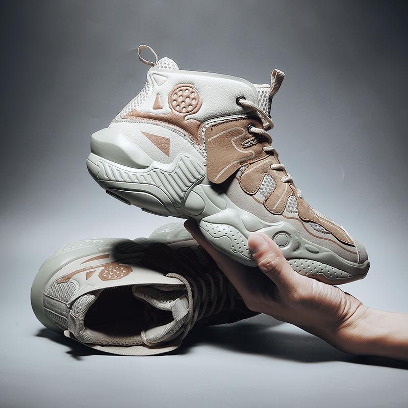 Men's trendy high-top shoes men's wild Daddy shoes sports shoes Non-slip wear-resistant sneakers