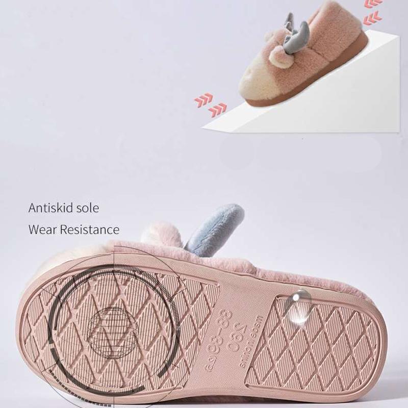 Winter Cotton Slippers Bag with Plush Home Lovers Thick-soled Indoor Warm Wool Slippers