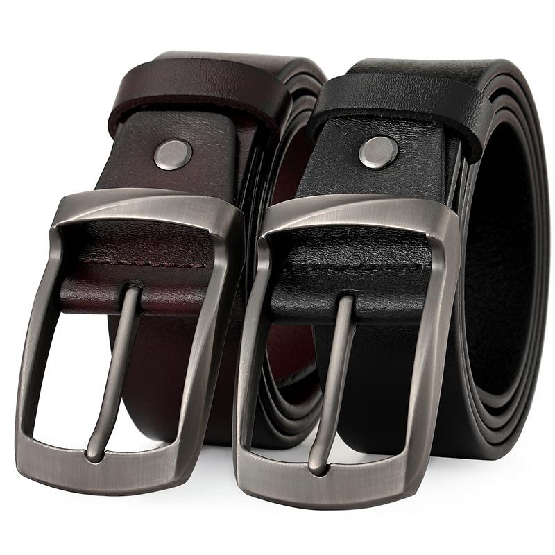 Genuine Leather Belt Men's Leather Casual Belt Waist Strap Alloy Pin Buckle Belt