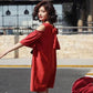 Summer Loose Strapless Bowknot Dress Loose and Thin Skirt Women's Mid-length Round Neck Strapless Simple Loose Dress Casual and Comfortable