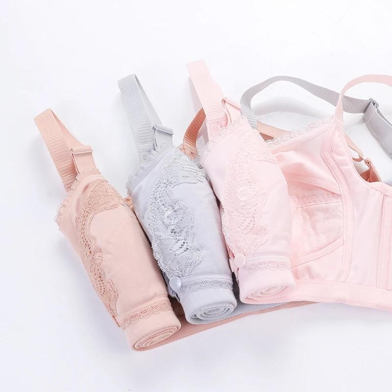 Women's Nursing Underwear Comfortable Large Size Open Button Front Bra Maternity Bra Thin Cotton Lace Comfortable Brassiere No Steel Ring Underwear