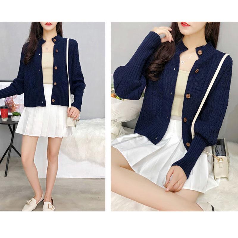 Autumn and Winter Casual Sweater Simple Slim Jacket Fashion Short Girl Top