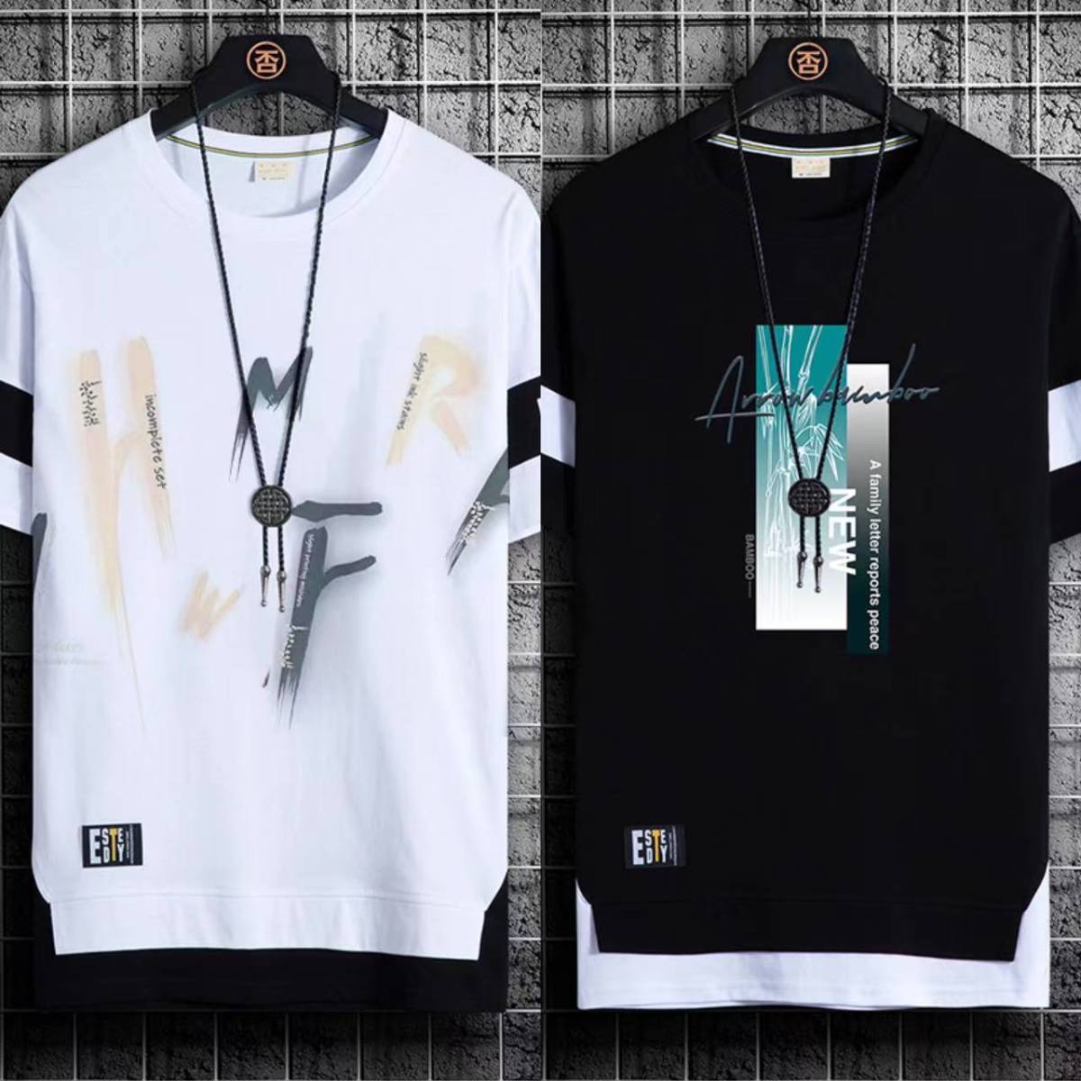 Summer Thin Short-sleeved Printed Round Neck Casual All-match Men's Shirt Men's Inner Shirt Loose T-shirt