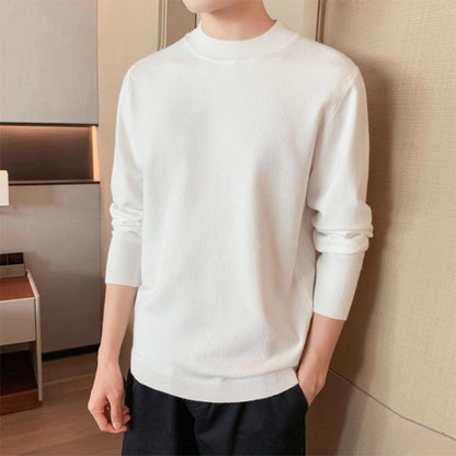 Autumn and Winter Half Turtleneck Sweater Men Loose Trend Base Sweater Casual Solid Color Sweater