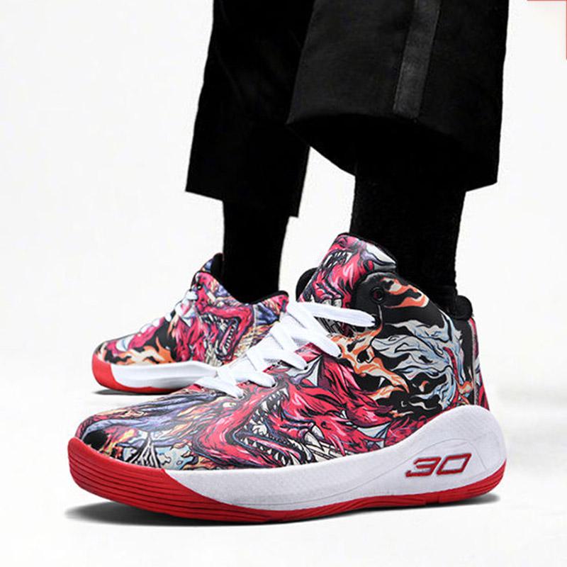 36-44 Men Sneakers Cartoon Basketball Shoes Non-slip Shockproof Lightweight Breathable Running Shoes