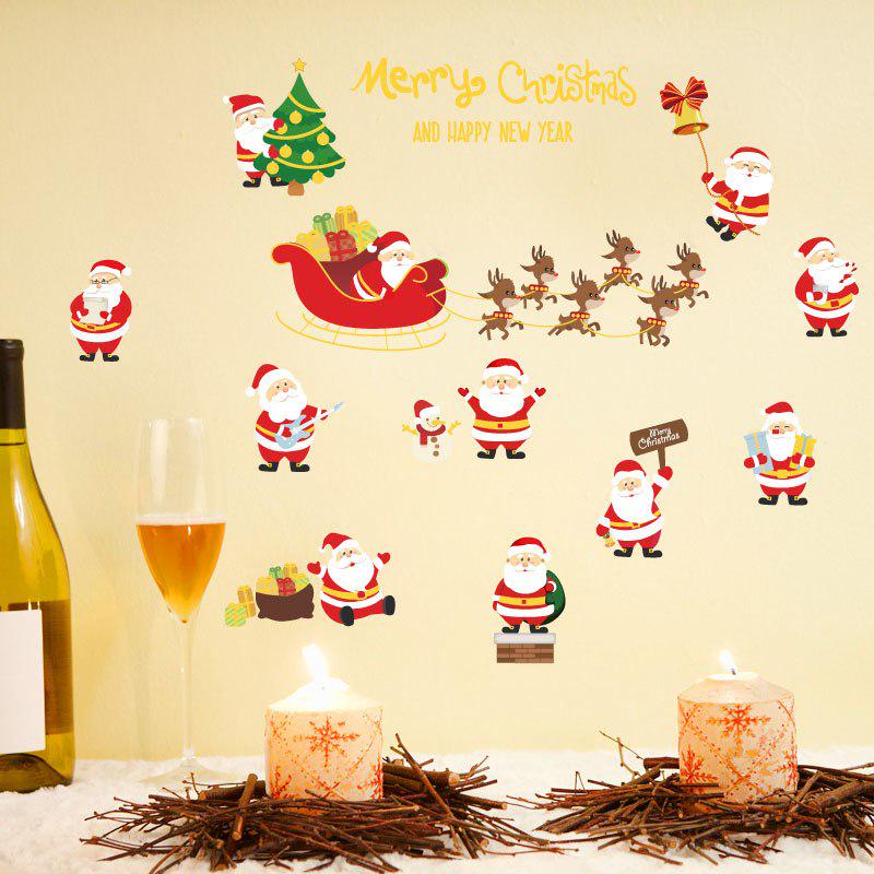 [Wall sticker ]Merry Christmas Home Decoration Festival Wall Stickers Removable Santa Claus Deer Pat