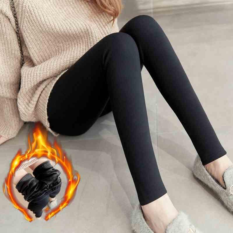 Modal Leggings Women's Outer Wear Plus Velvet High Waist Stretch Tight-fitting Slim Nine-point Pants Warm Leggings Stretch Pants
