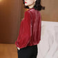 Long Sleeve Velvet Shirt Women's Spring and Autumn Loose Solid Color Bottoming Shirt Top