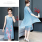 Chiffon Shirt + Dress 2pcs Suit  Women's Sun Protection Clothing Sun-Dress Mid-length Plus Size Shawl Loose Outer Chiffon Cardigan Thin Coat Beach