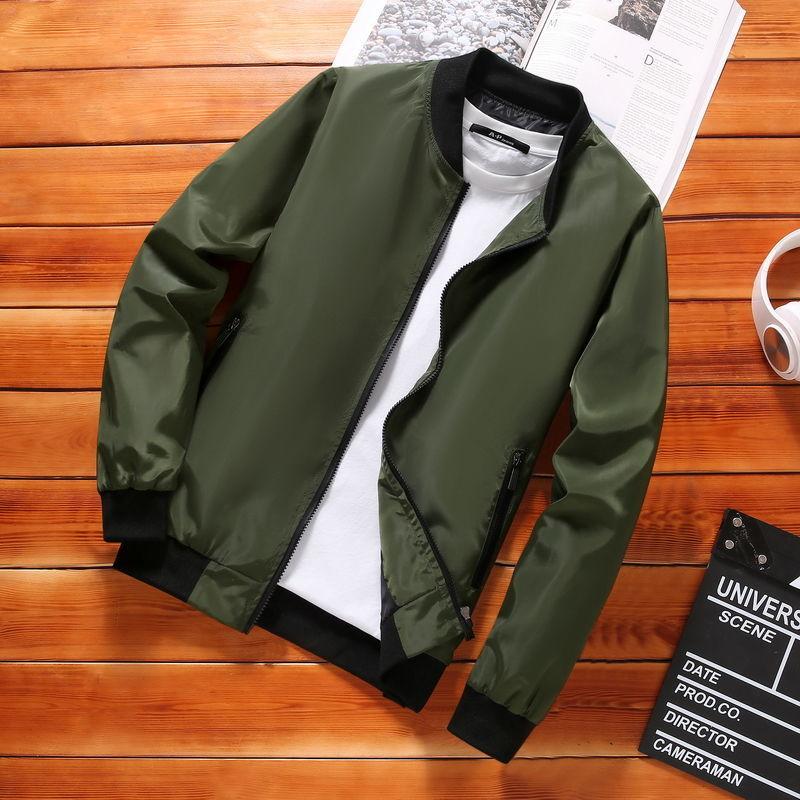 Spring and Autumn Thin Jacket Men's Simple Solid Color Stand-up Collar Short Top Men's Casual Handsome Jacket