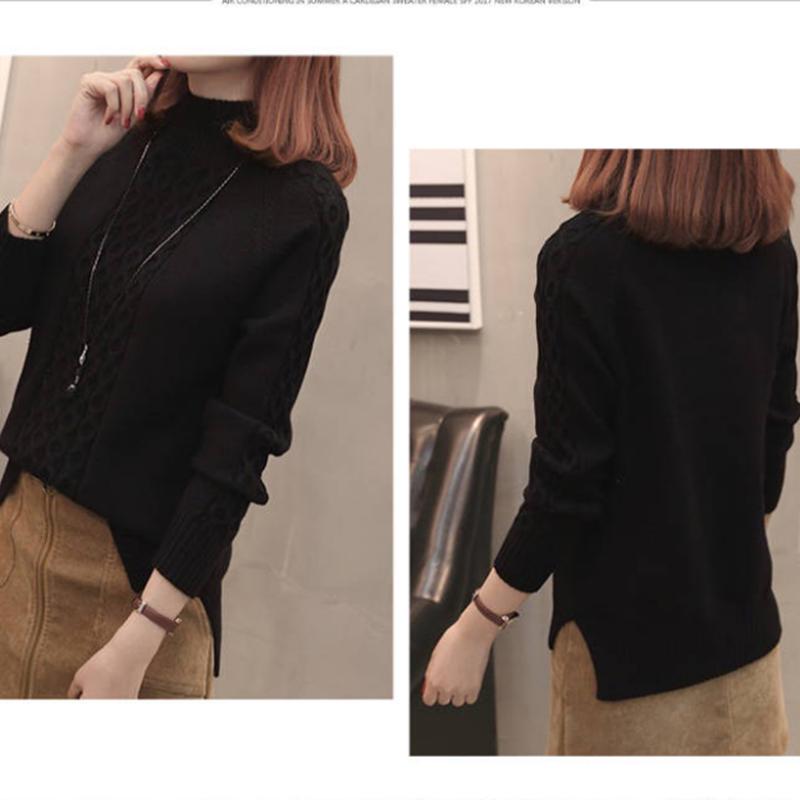 Pofulove Half-High Collar Short Pullover Fragrant Winter Sweater Long Sleeve Bottoming Shirt Sweater