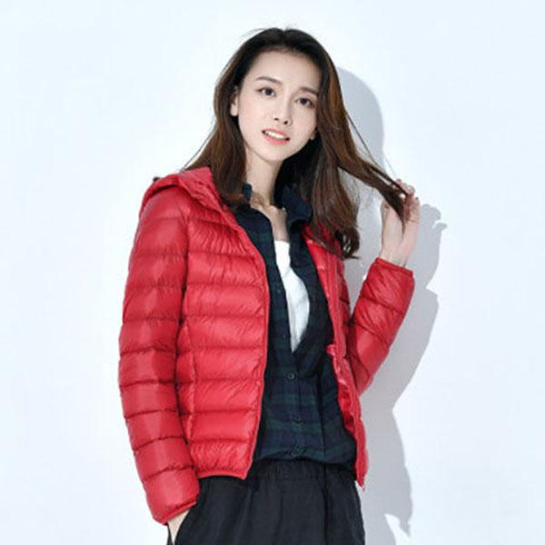 Winter Woman Hooded Down Coat Short White Duck Down  Jacket Female  Ultra Light Slim Solid Down Jackets  Portable Parkas