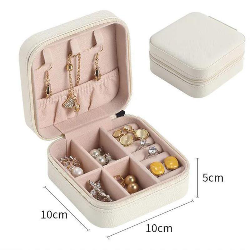 Jewelry Box Travel Comestic Jewelry Casket PU Leather Storage Box Ring Lady Case Portable Jewelry Organizer Necklaces
